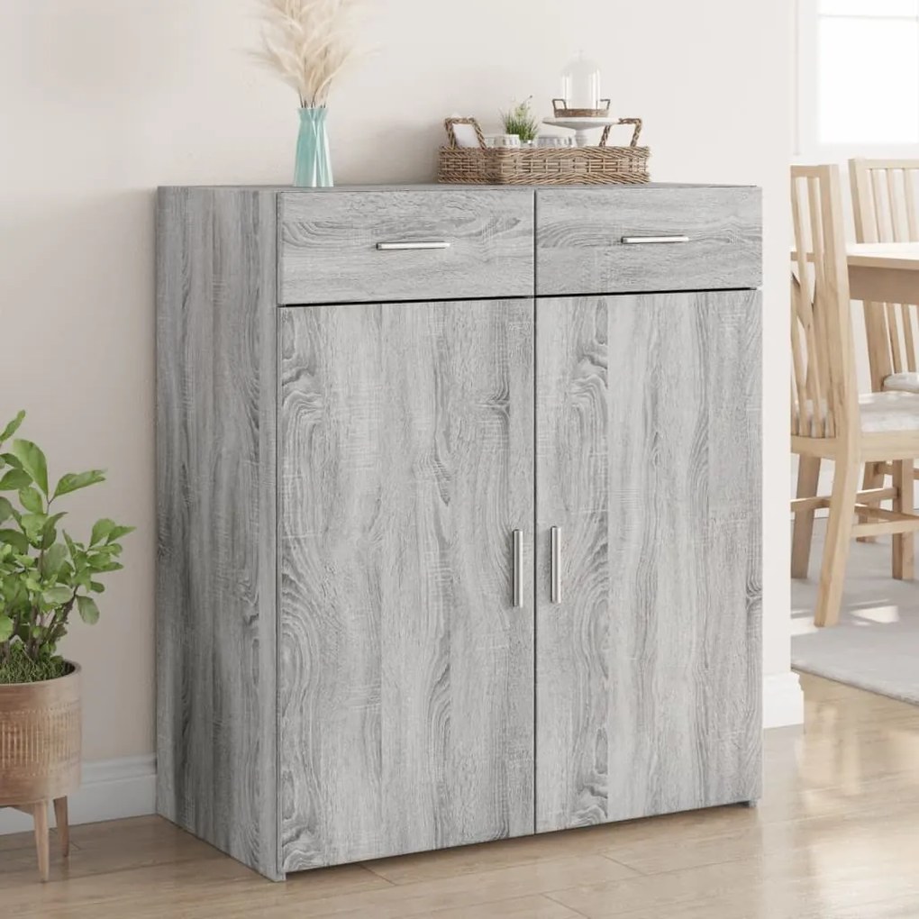 vidaXL Aparador 80x42,5x93 cm derivados de madeira cinzento sonoma