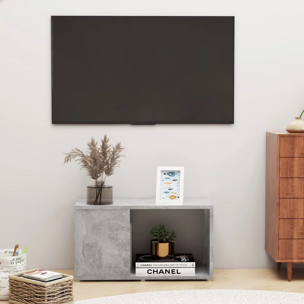 Móvel de TV 60x24x32cm derivados de madeira cinzento cimento