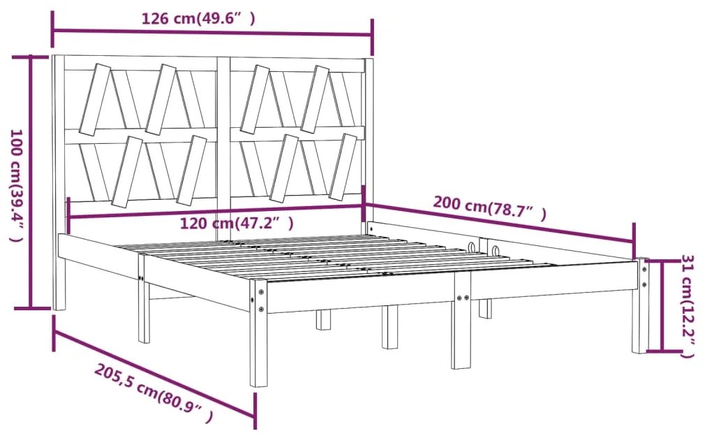 Estrutura de cama 120x200 cm pinho maciço branco