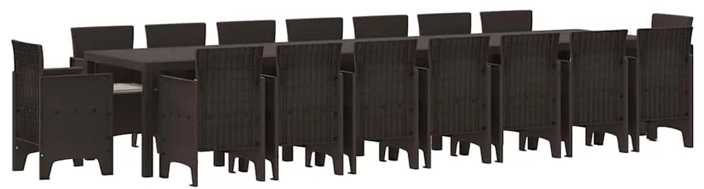 Conjunto de Jantar para Jardim 17 pcs Castanho Largo