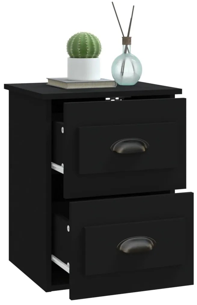 Mesas de cabeceira de parede 2 pcs 41,5x36x53 cm preto