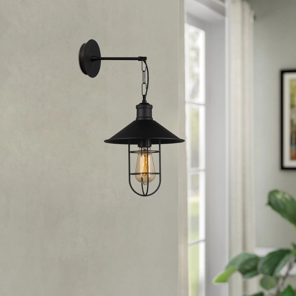 Candeeiro de Parede Ayazma – Preto – Diâmetro 25 cm, Altura 40 cm