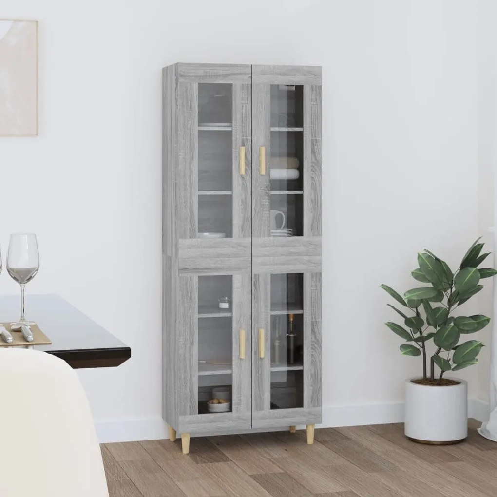 Armário alto 69,5x34x180 cm derivados de madeira sonoma cinza