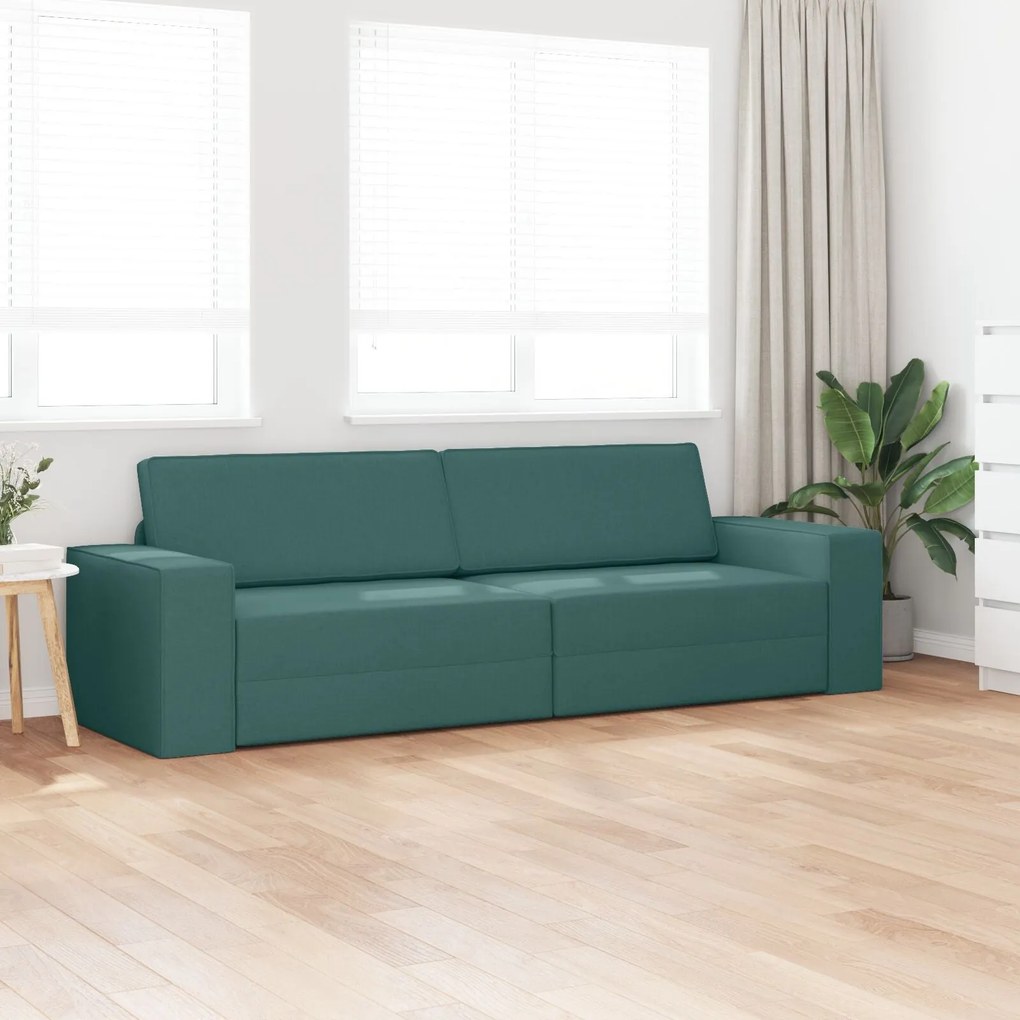 Sofá Cama de Chão 2 em 1 Verde Escuro 245x150x60.5 cm