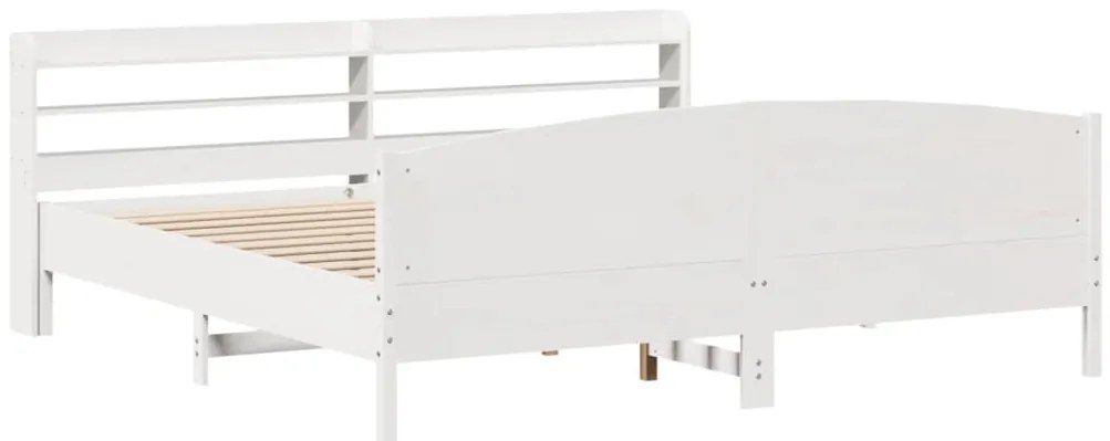 Cama sem colchão 200x200 cm madeira de pinho maciça branco