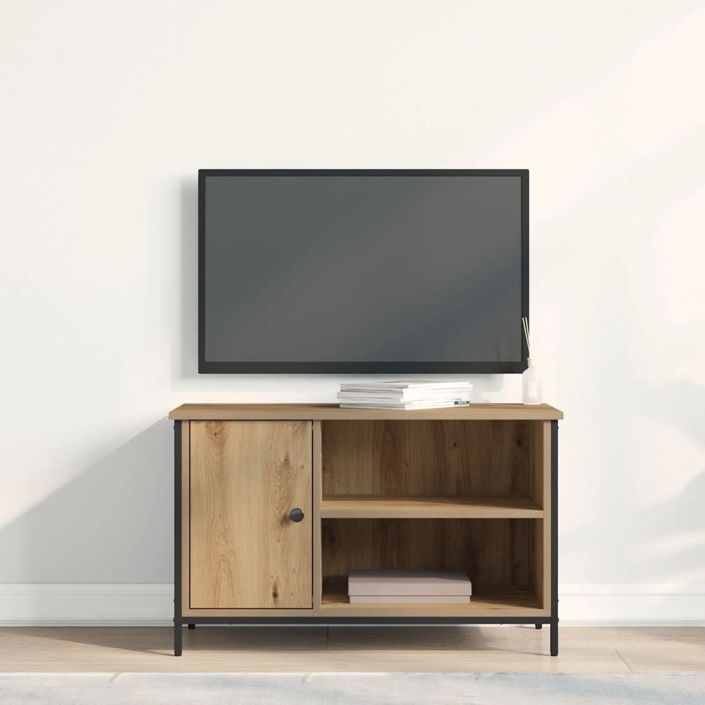 Casa de TV vidaXL Caramelo 80x40x50 cm Madeira engenheirada e Aço