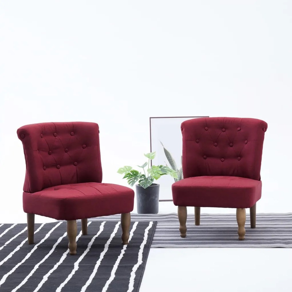 Cadeira francesa tecido vermelho tinto
