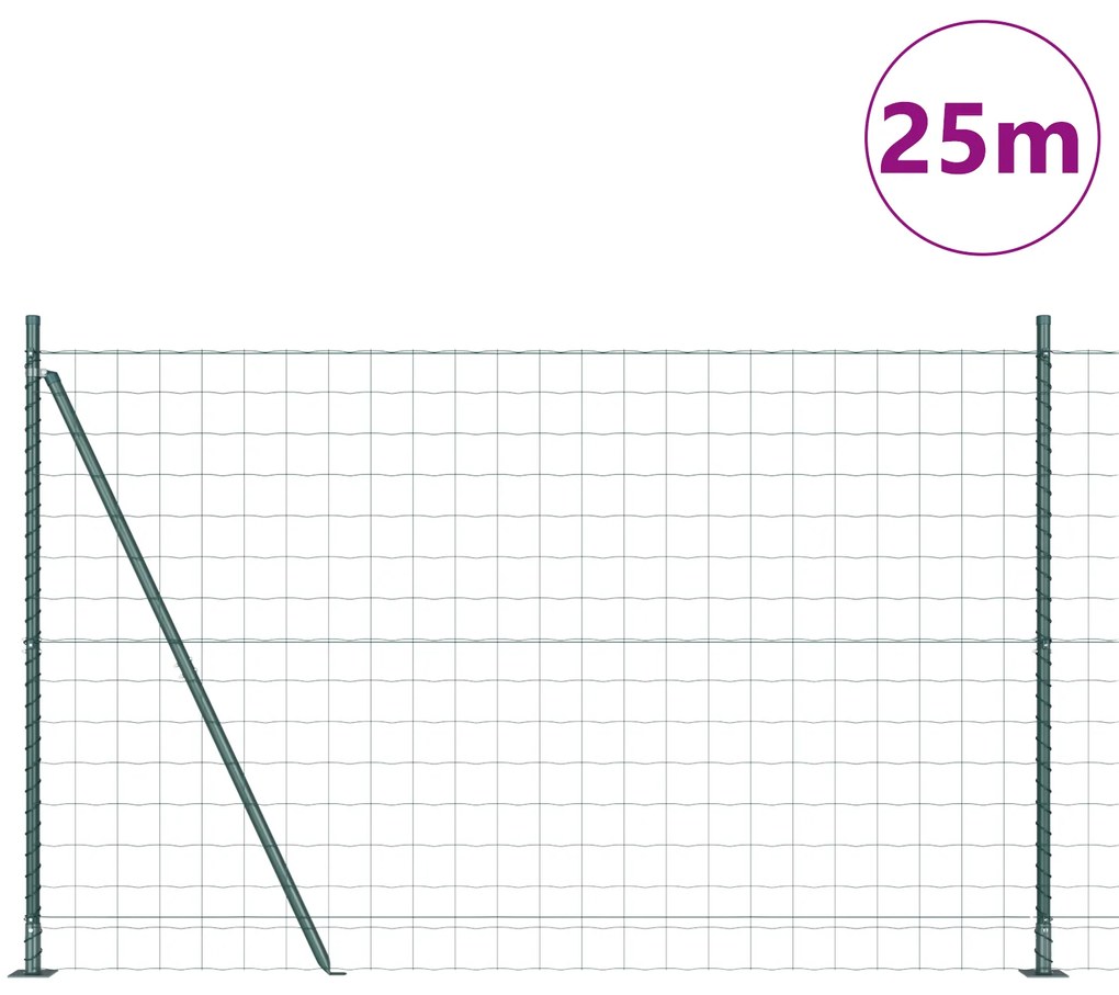 Cerca Euro com 13 Postes Flangeados 1,2x25 m Aço Galvanizado