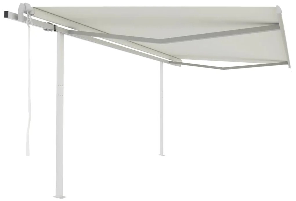 vidaXL Toldo retrátil automático com postes 4x3,5 m cor creme