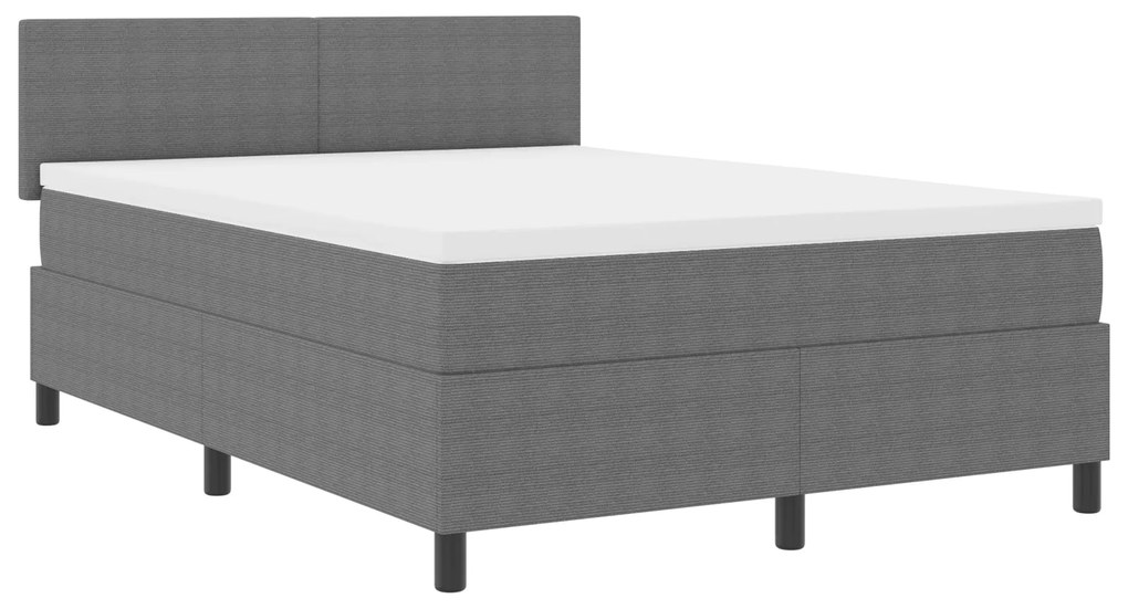 Cama Box Spring com Colchão Cinza 160x200 cm Tecido de Veludo