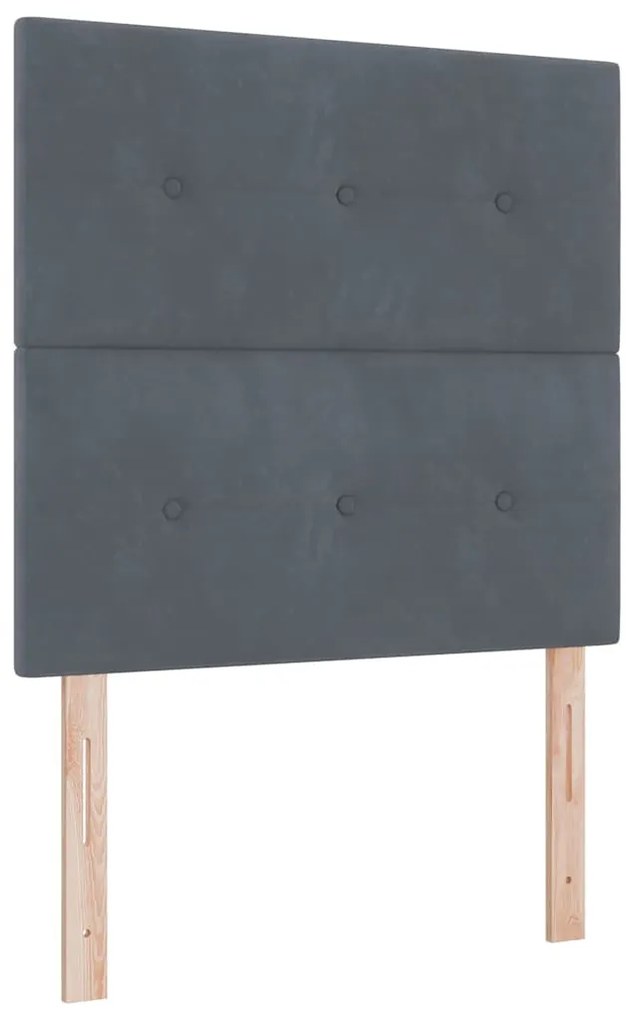 Cama Box Spring com Colchão e LED Cinza Escuro 90x190 cm Veludo