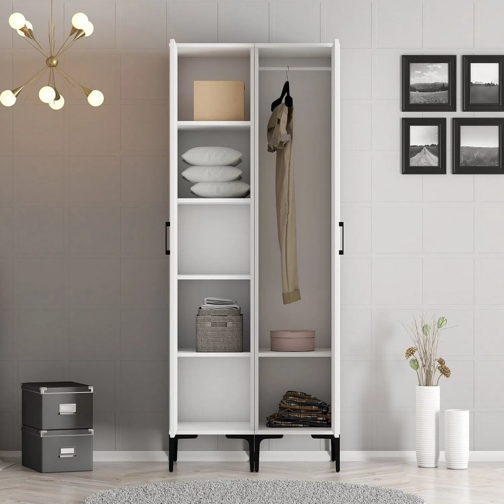 Roupeiro Kumsal PR – Branco – 80 cm x 47,5 cm x 201,4 cm