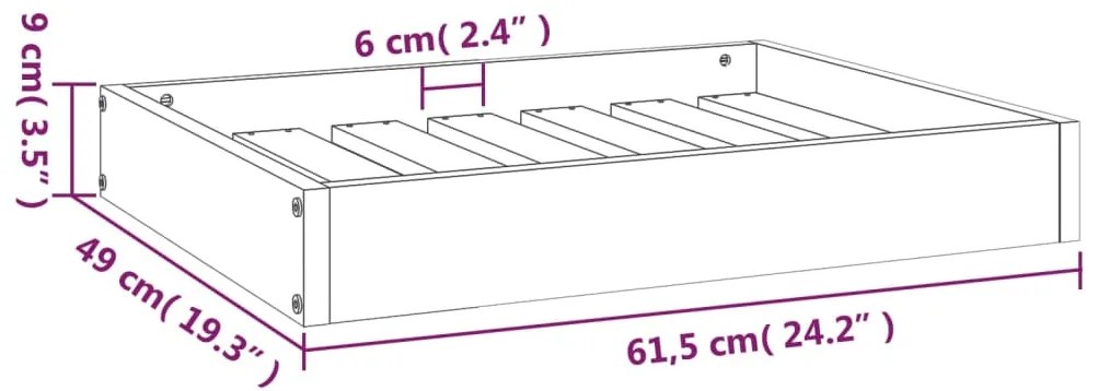 Cama para cães 61,5x49x9 cm madeira de pinho maciça branco