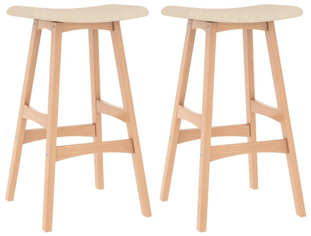 vidaXL Bancos de bar 2 pcs tecido cor creme