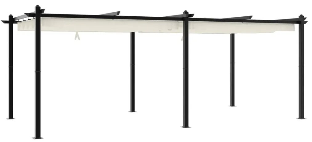 Gazebo de jardim com teto retrátil 3x6 m alumínio creme