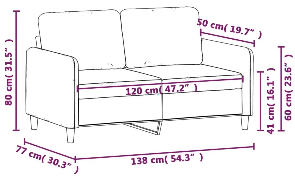 Sofá de 2 lugares veludo 120 cm cor creme