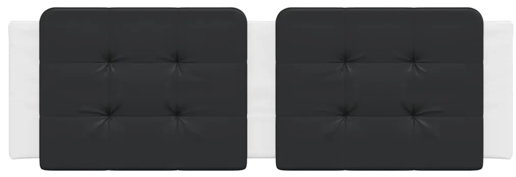 Almofadão de cabeceira 160 cm couro artificial preto e branco