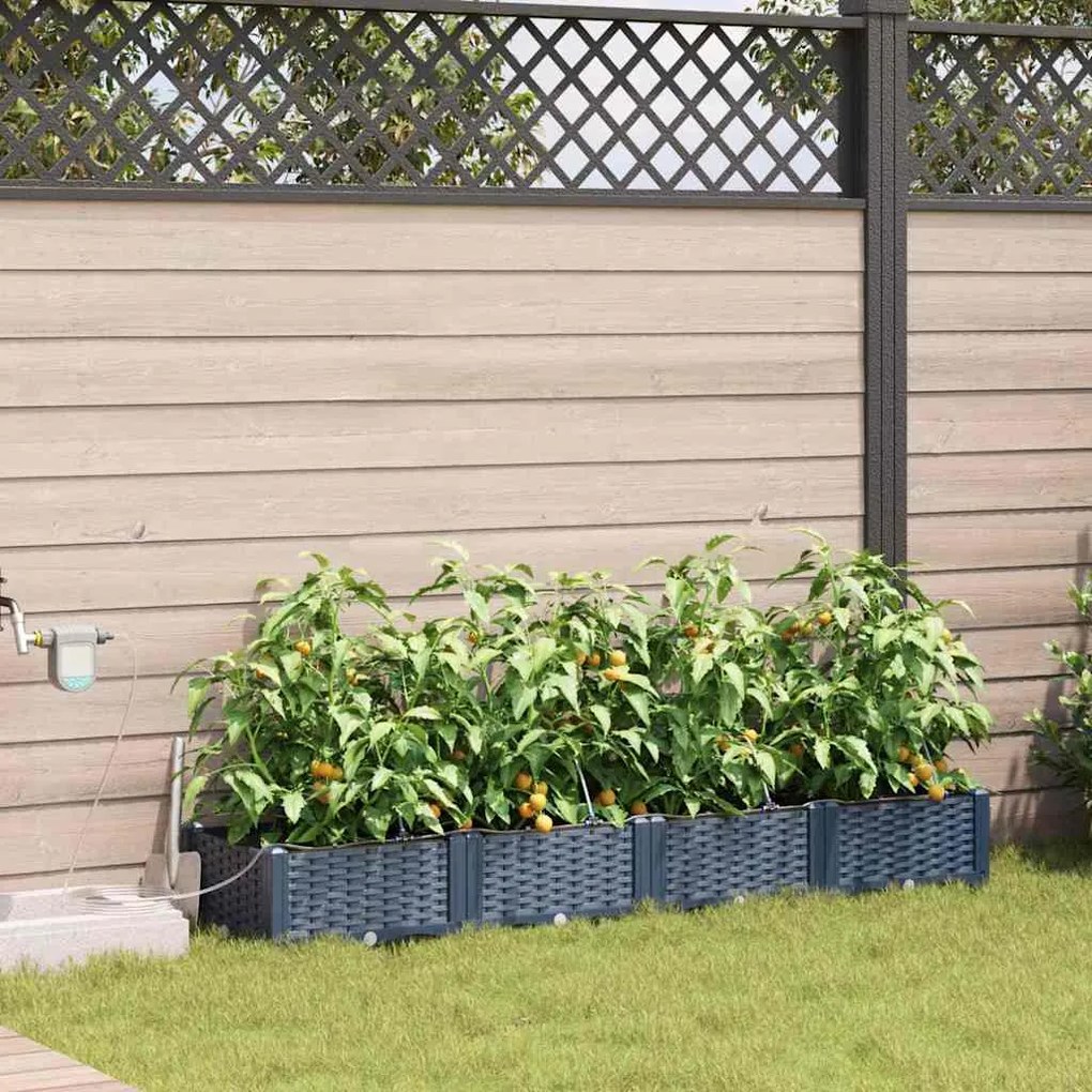 vidaXL Jardineiras de Jardim 1 pc Cinzeto 160 x 40 x 22 cm Plástico