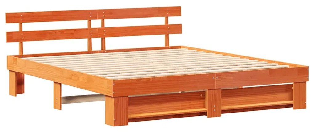 Estrutura da Cama Castanho 200 x 200 cm Madeira de pinho maciça