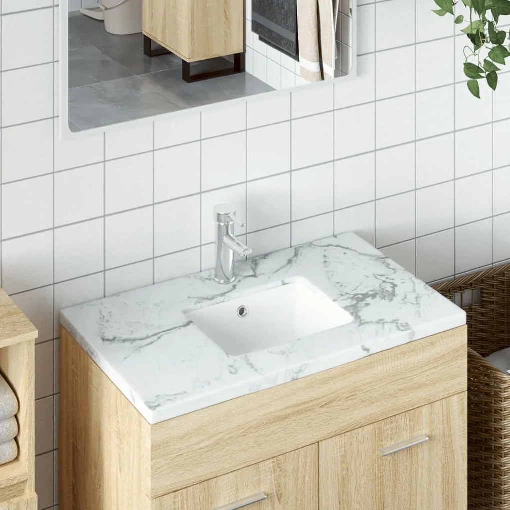 153729 vidaXL Lavatório casa de banho retangular 36x31,5x16,5 cerâmica branco
