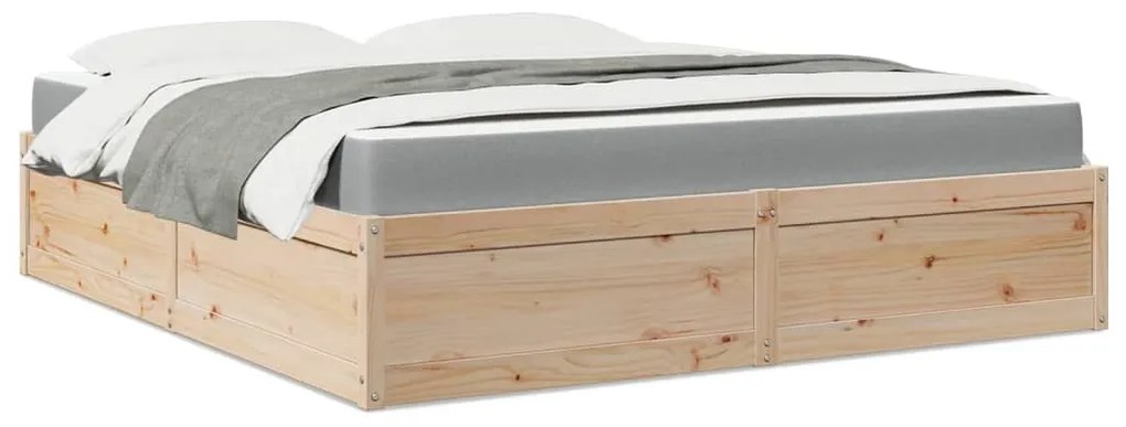 vidaXL Cama com colchão 180x200 cm madeira de pinho maciça