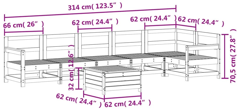7 pcs conjunto de sofás para jardim pinho maciço branco