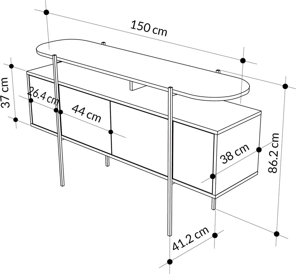 Console Hanley – Branco – 150 cm x 86,2 cm x 38 cm