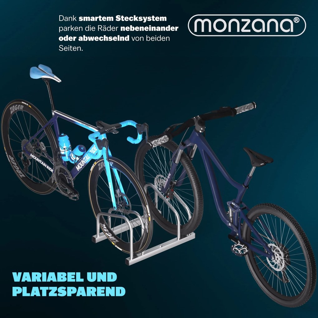 Suporte para bicicletas, 6 unidades, 190 x 32 x 27 cm prateado