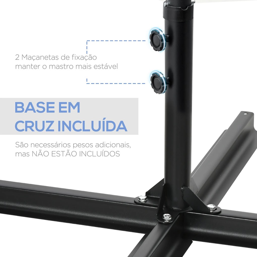 Outsunny Chapéu de Sol de Jardim Ø256x245cm Chapéu de Sol Excêntrico Rotação 360° com Abertura Manual e Base Cruzada para Pátio Varanda Exterior Cinza Escuro