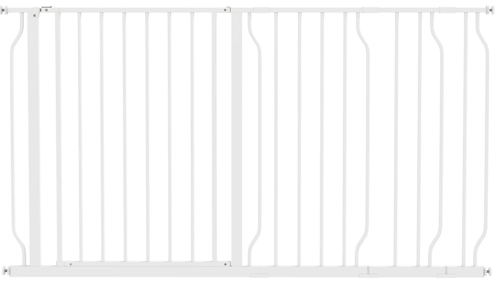 PawHut Barreira de Segurança para Cães Extensível para Escadas e Portas 75-145cm com 3 Extensões Altura 76cm Branco