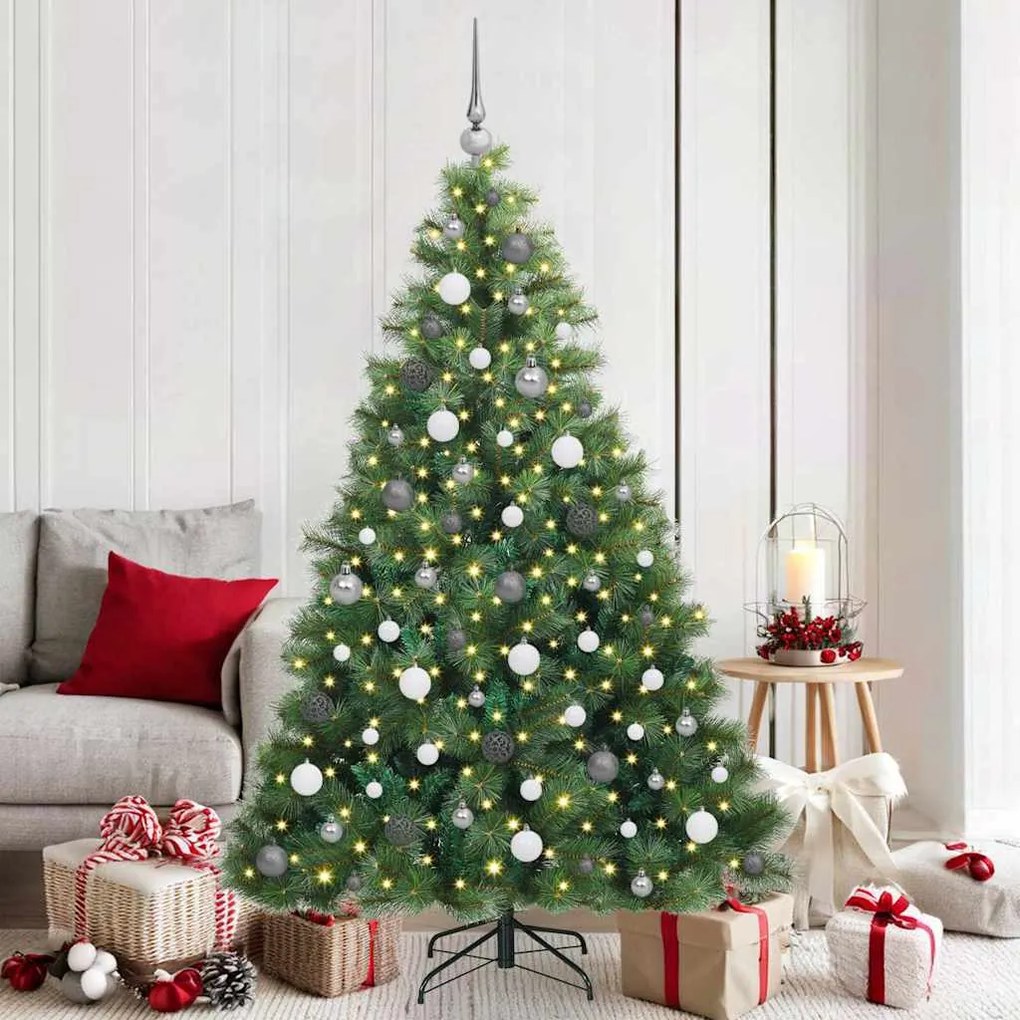 vidaXL Árvore de Natal Artificial com 300 LEDs Verde 180 cm PE e PVC