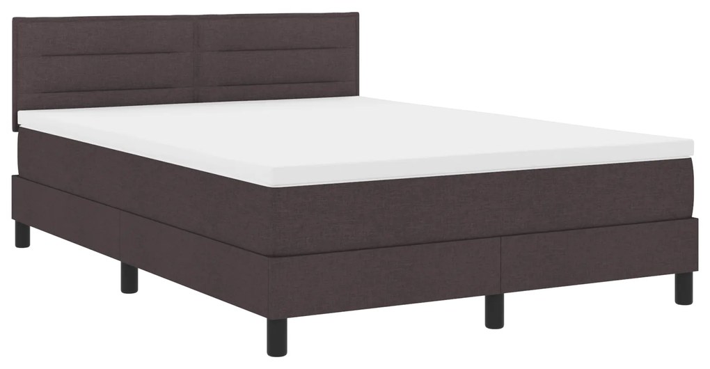 Cama Box Spring com Colchão Marrom Escuro 140x200 cm Tecido