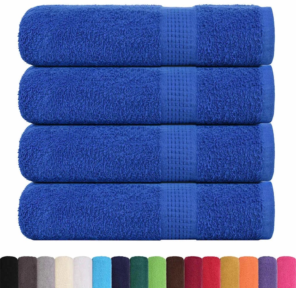 Toalhas de mãos 4 pcs 50x100 cm 360 gsm 100% algodão azul