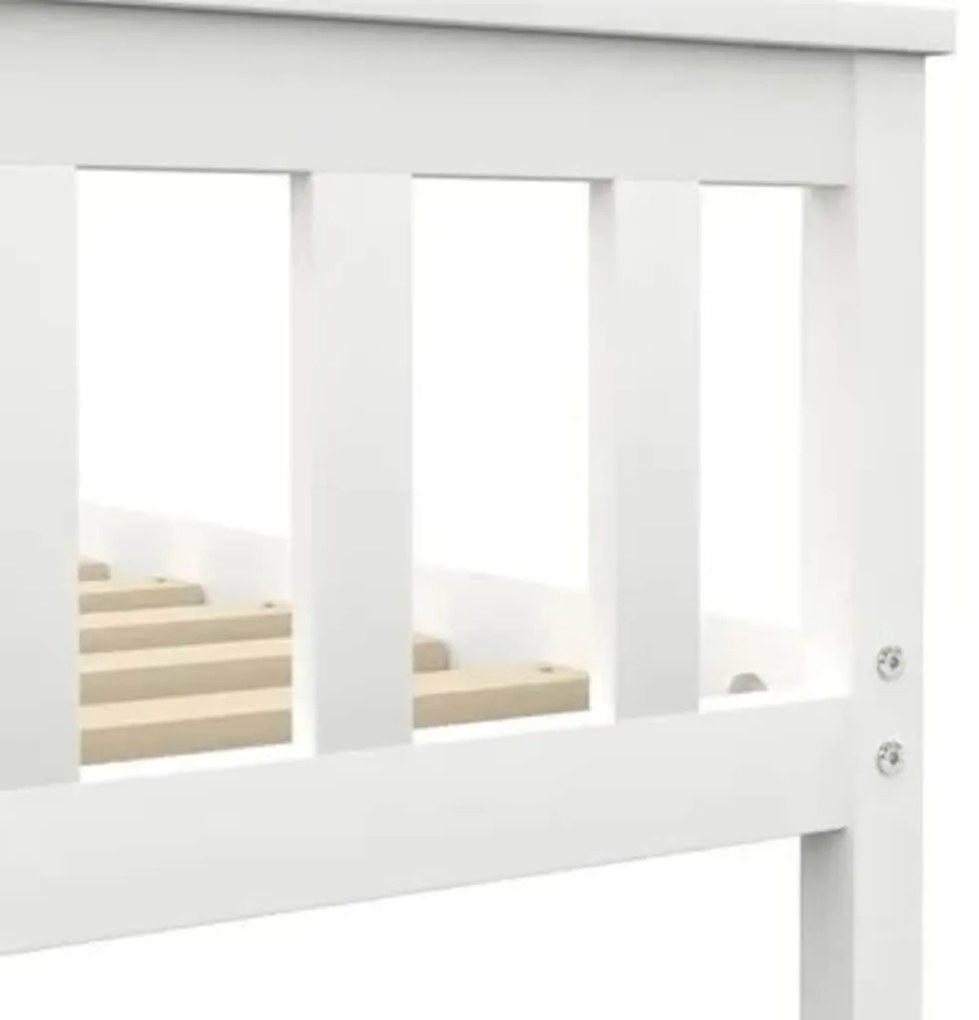 Estrutura de cama em pinho maciço 160x200 cm branco