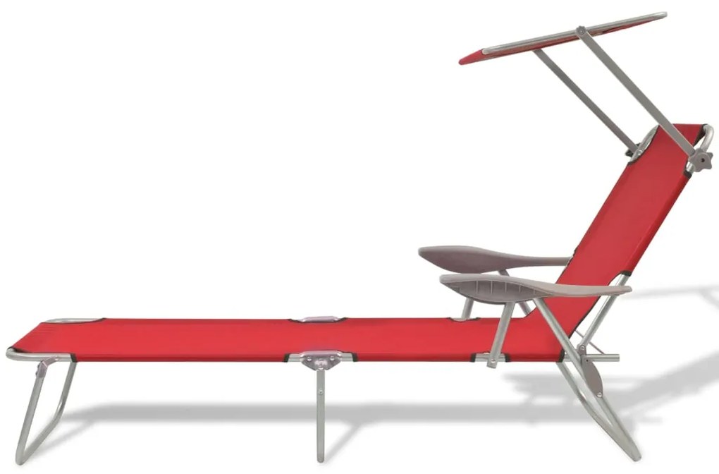 Espreguiçadeira com toldo aço vermelho
