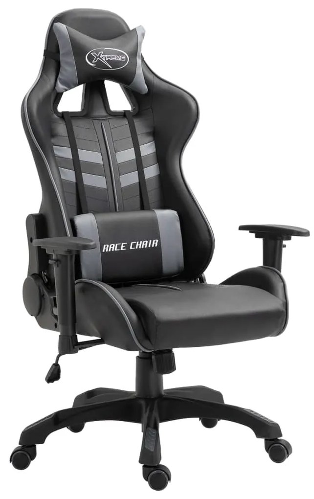Cadeira de Gaming Pele Sintética Cinzento