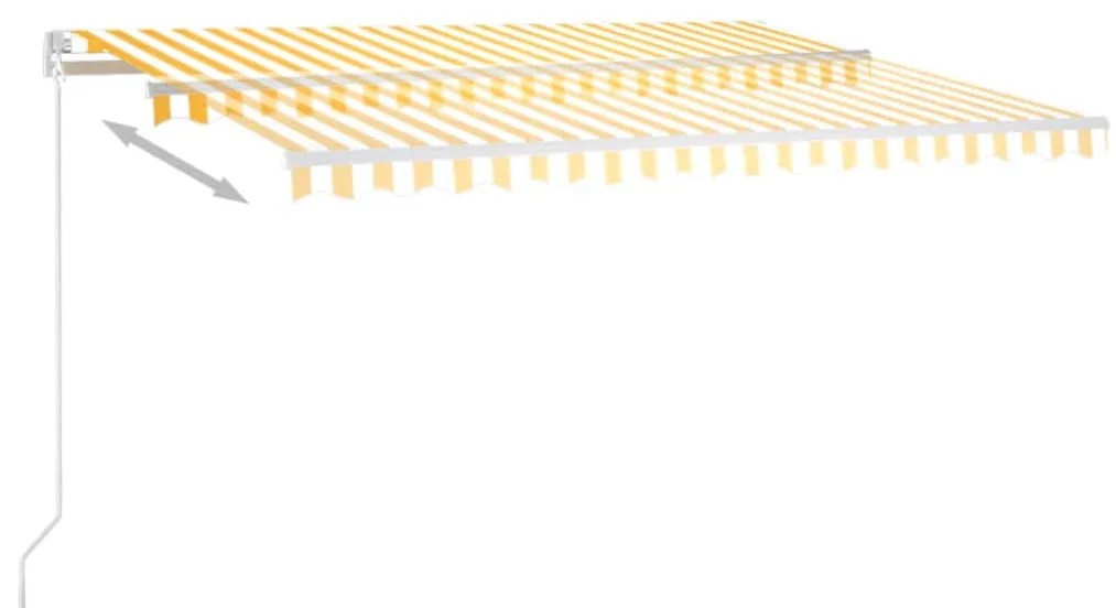 Toldo retrátil manual 450x350 cm amarelo e branco