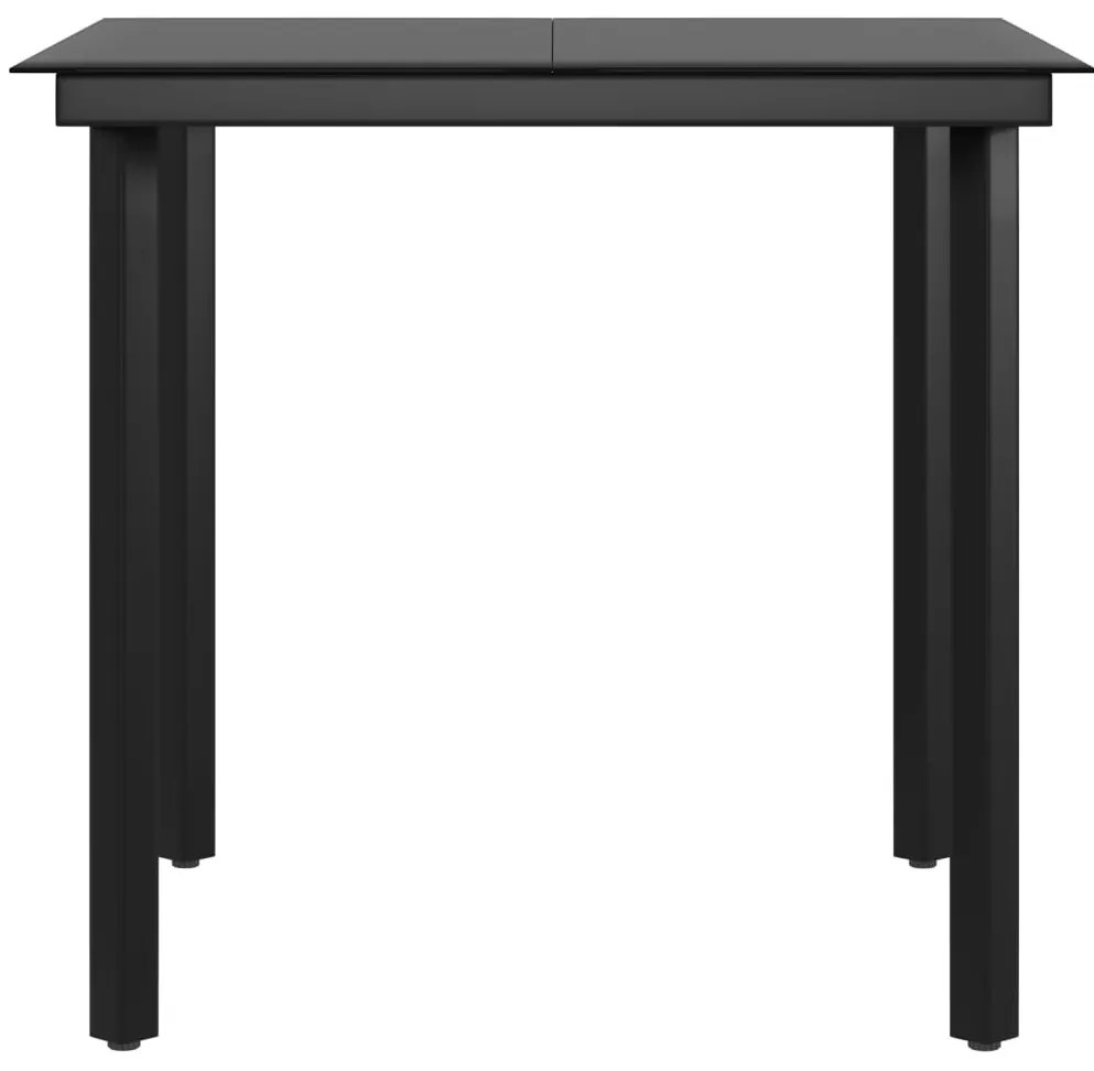 3 pcs conj. de jantar para jardim c/ almofadões cinzento/preto