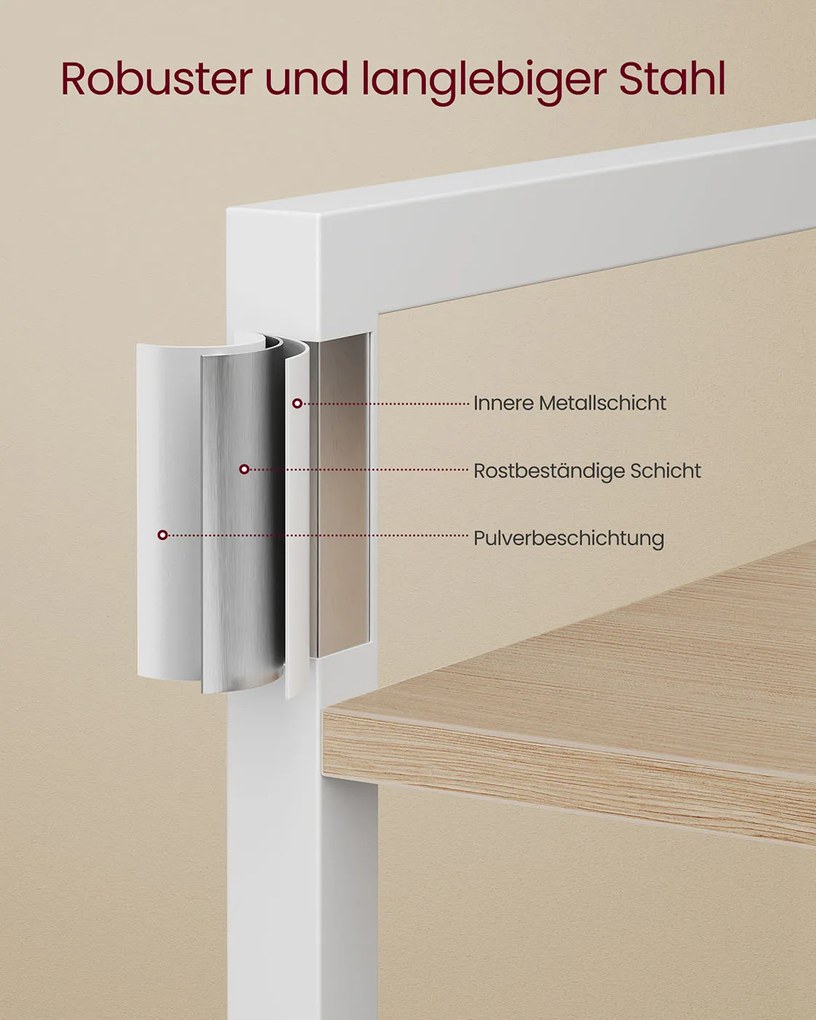 Estante com 6 prateleiras 30 x 40 x 186 cm bege natural-branco mate