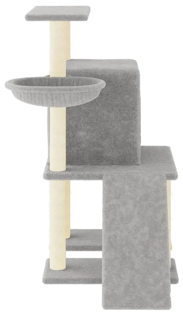 Árvore p/ gatos c/ postes arranhadores sisal 96,5cm cinza-claro