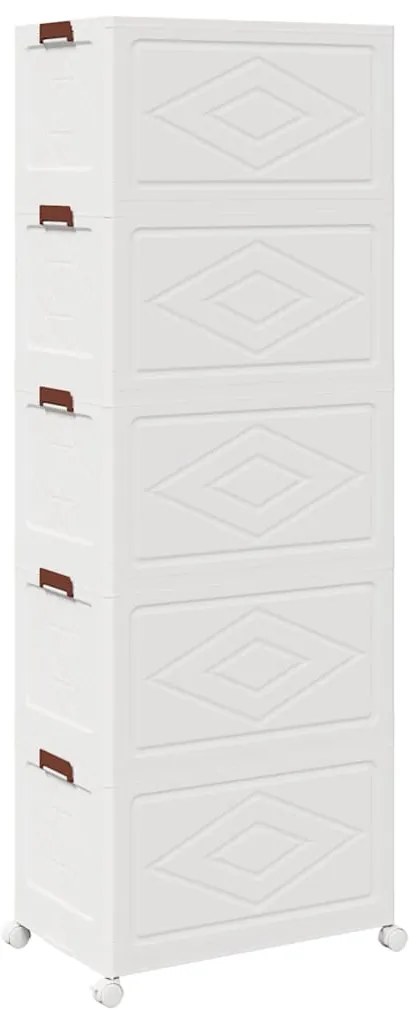 Caixa arrumação empilhável com rodas 5 níveis 75 L 64x40x179 cm