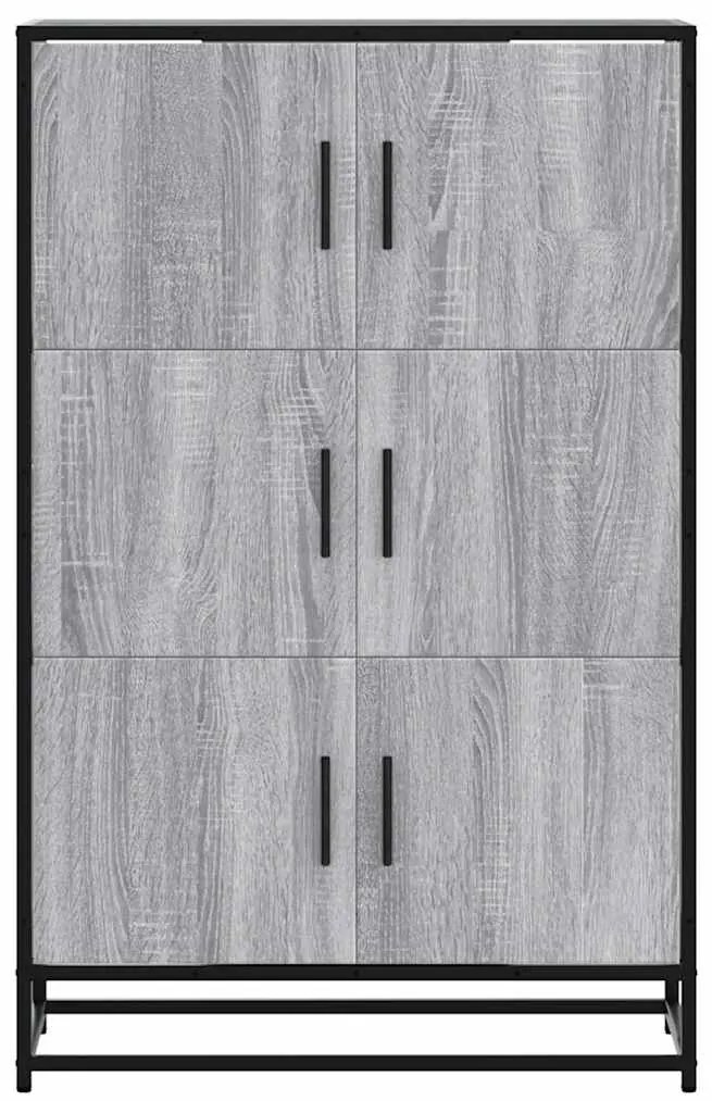 Armário alto 68x35x106,5 cm madeira e metal cinza sonoma