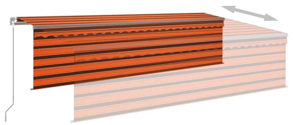 Toldo retrátil manual com estore 5x3 m laranja e castanho