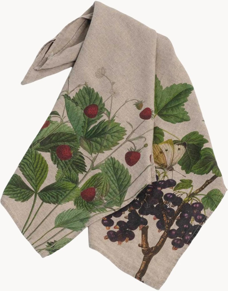 Panos de cozinha em linho Black Currant & Strawberries, conjunto de 2