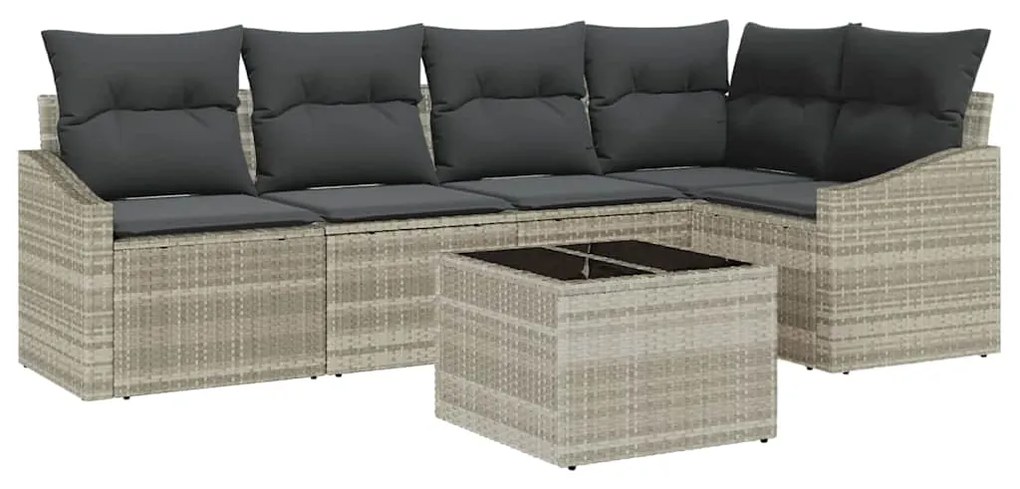 Conjunto de Jantar de Jardim com 6 Peças e Almofadas Cinzas