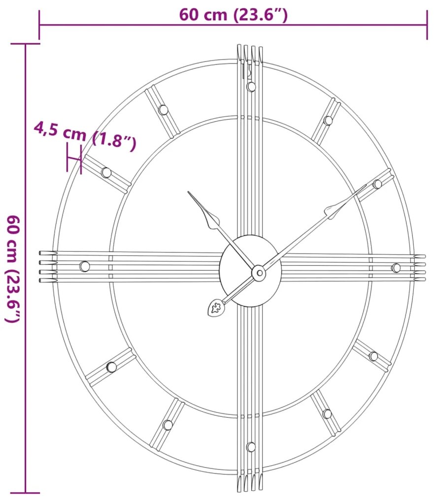 Relógio de parede Ø60 cm ferro preto