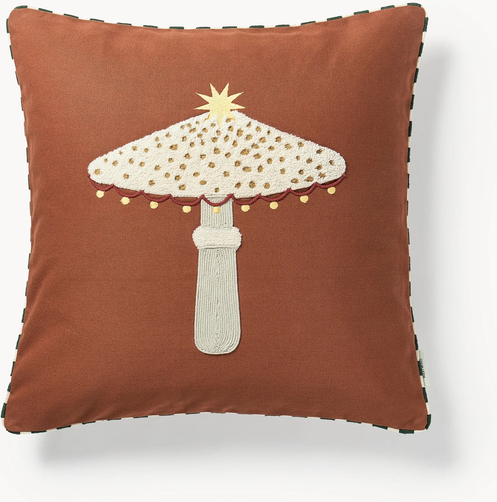 Capa de almofada de Natal bordada Porcini