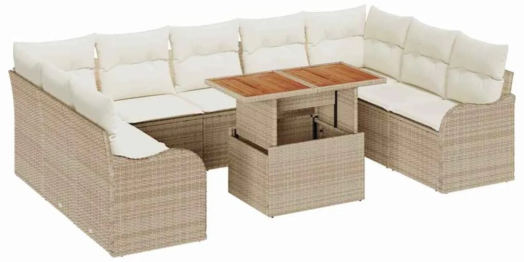 Conjunto de Sofás de Jardim vidaXL com Almofadas Bege de Poli Rattan e
