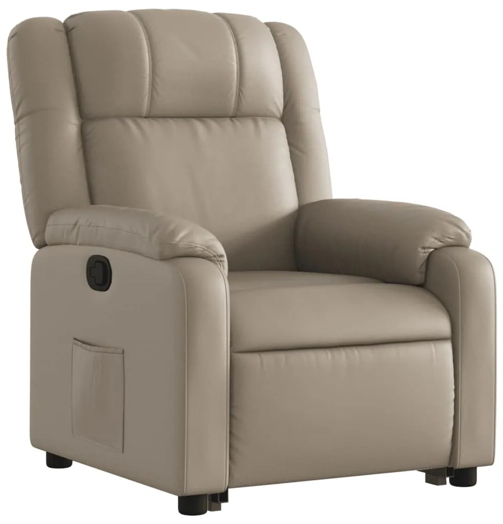 Poltrona reclinável elevatória couro artificial cor cappuccino