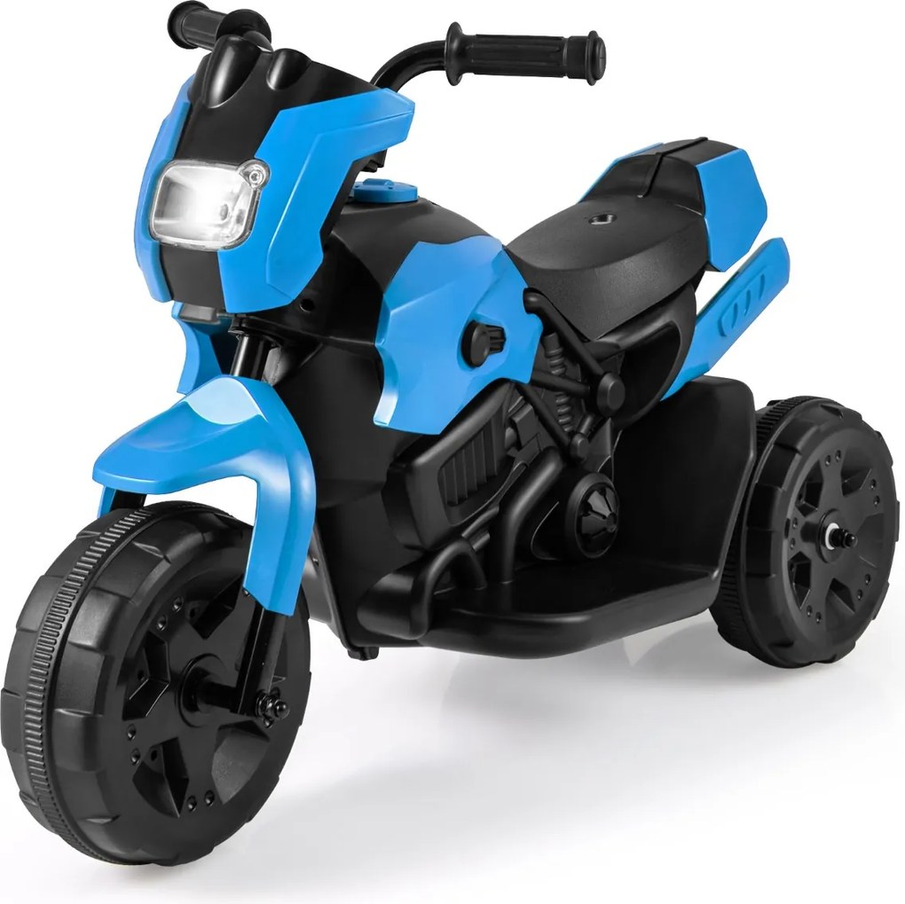 Mota elétrica 6V para crianças com sons, luzes LED, rodas antiderrapantes, botão de arranque para 1-3 anos, azul marinho